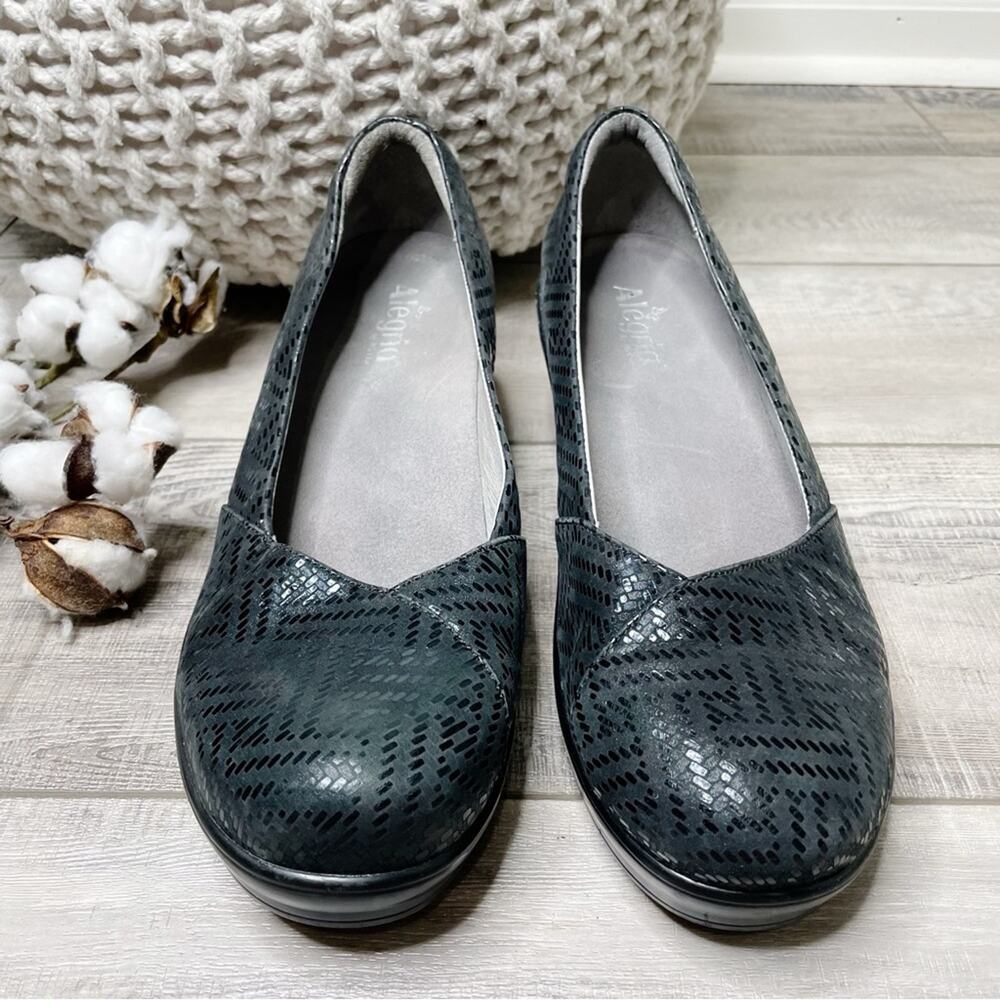 Alegria Flirt Slip On Leather Career Fashion Wedge Pumps Black Dazzler Size 12 - Picture 2 of 8